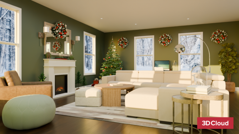 3D Christmas Living Space Rendering 3D Christmas Living Space Rendering