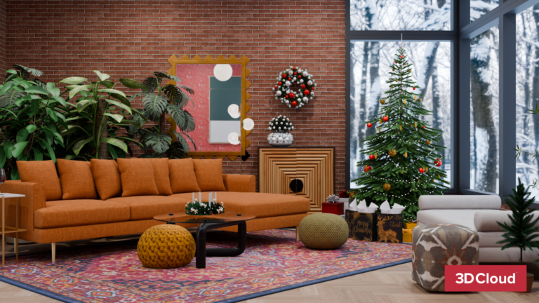 3D Christmas Living Space Rendering 3D Christmas Living Space Rendering