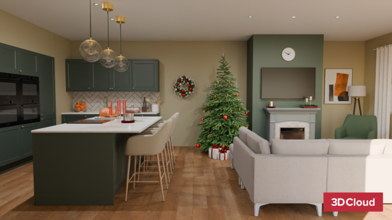 3D Christmas Living Space Rendering 3D Christmas Living Space Rendering