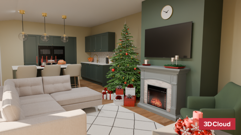 3D Christmas Living Space Rendering 3D Christmas Living Space Rendering