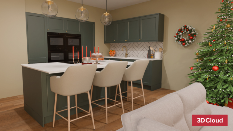 3D Christmas Living Space Rendering 3D Christmas Living Space Rendering