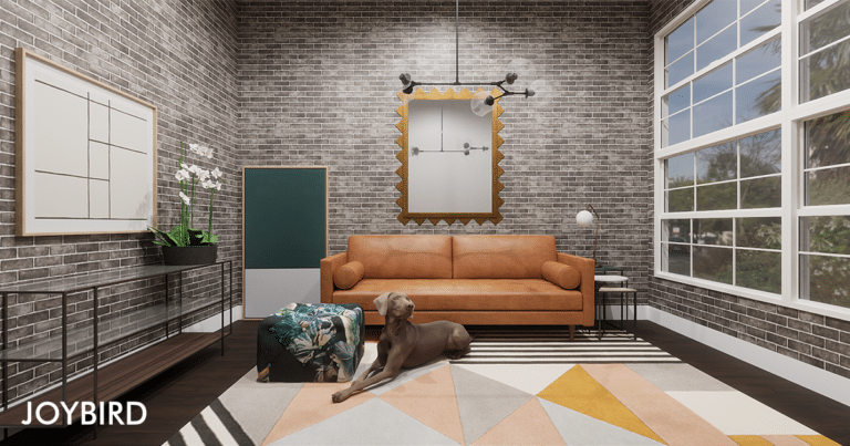 Realistic Stone Wall Living Space Rendering