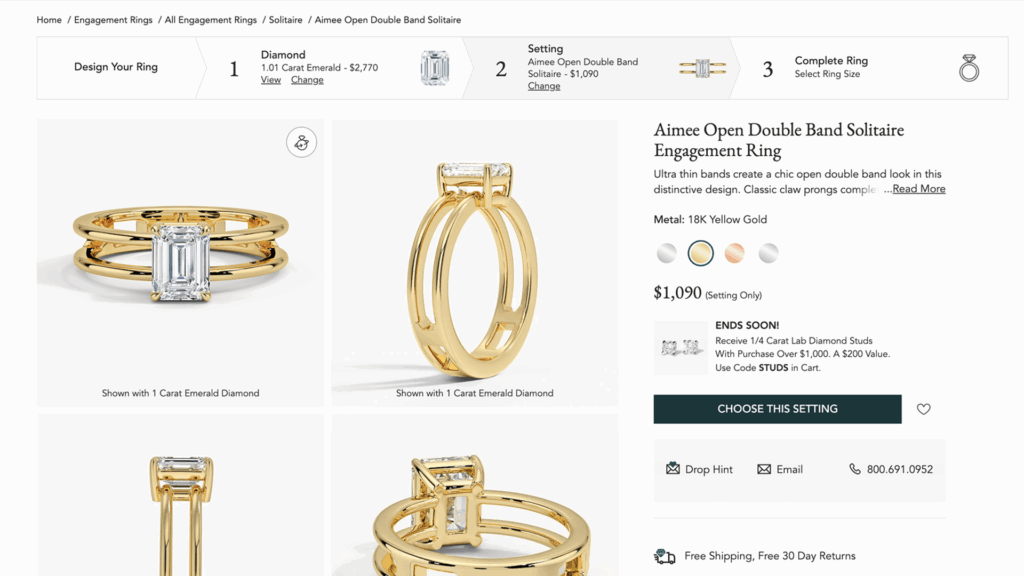 Brilliant Earth’s Engagement Ring Product Configurator