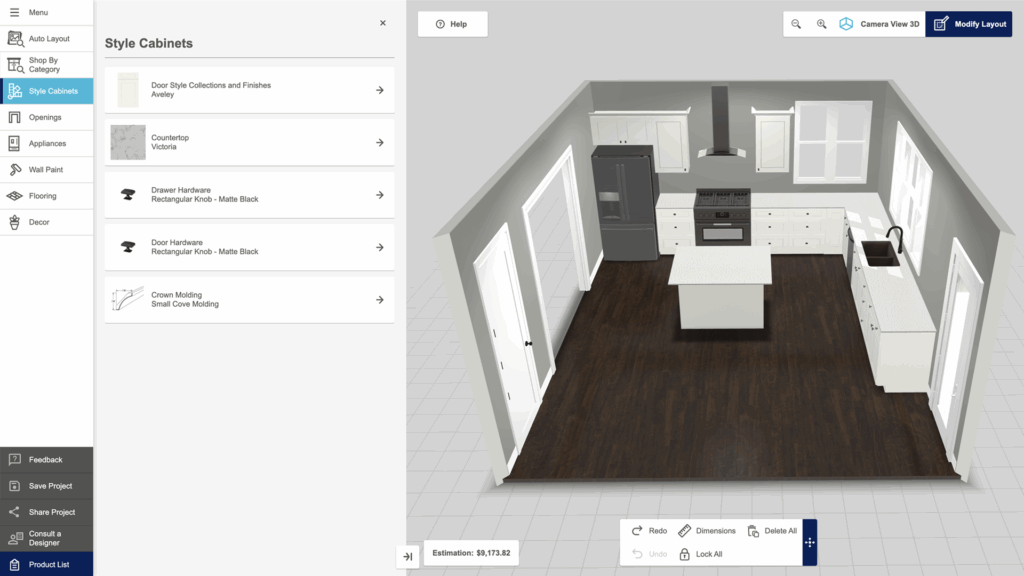 Lowe’s Kitchen Planner 3D product configurator