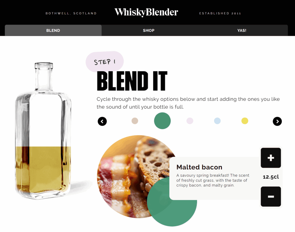 Whisky Blender product configurator