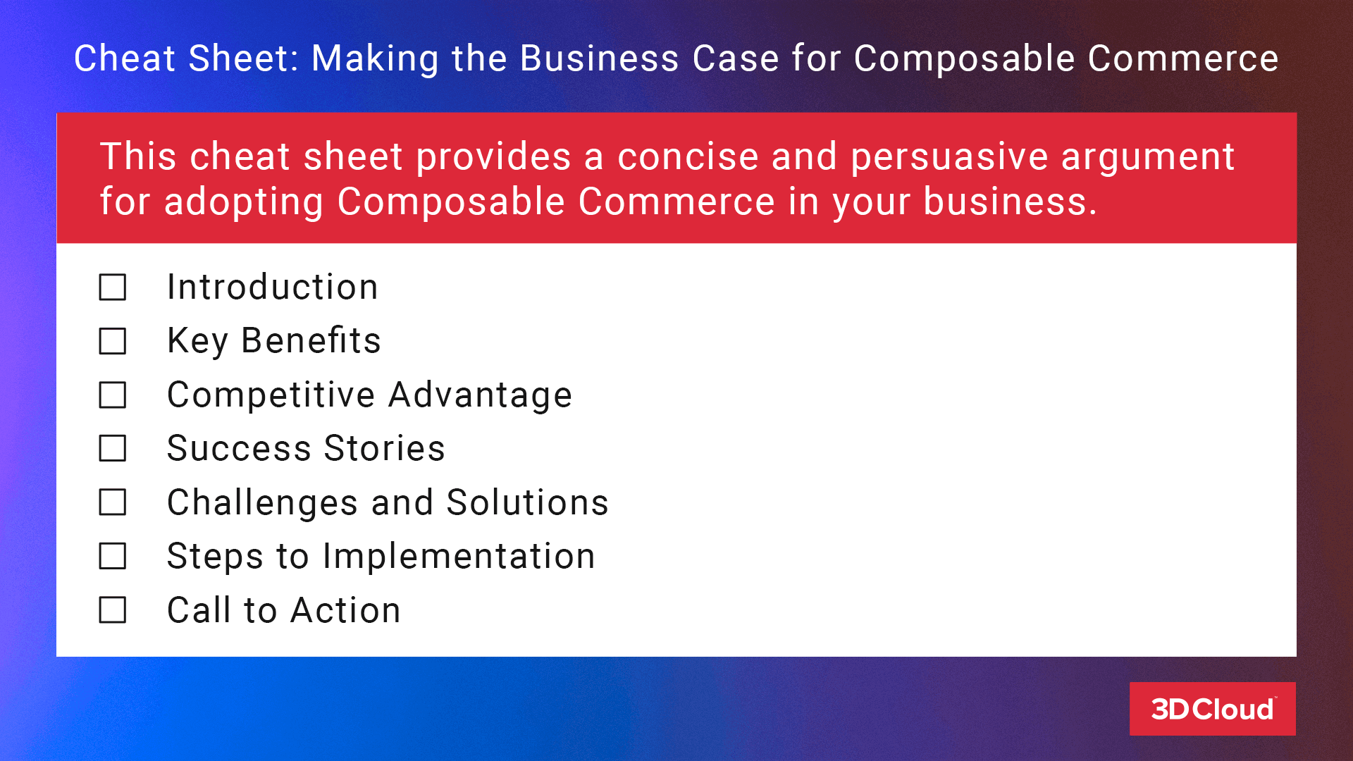 Cheat Sheet Composable Commerce
