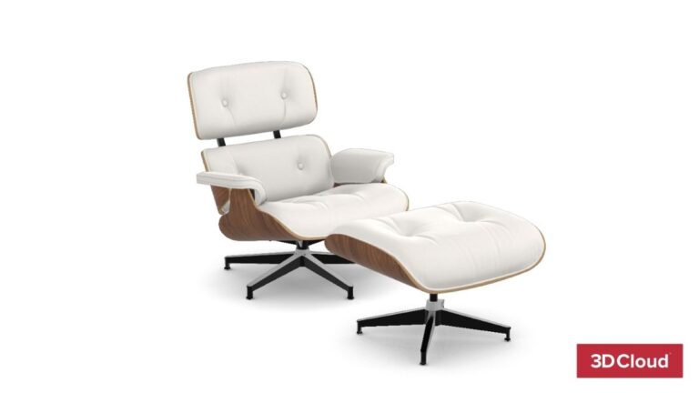 3D Product Render of a modern chair and foot rest 3D Product Render of a modern chair and foot rest