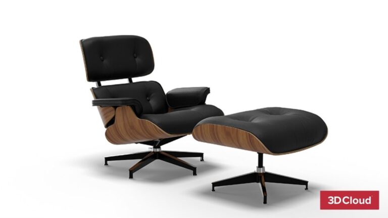 3D Product Render of a modern chair and foot rest 3D Product Render of a modern chair and foot rest