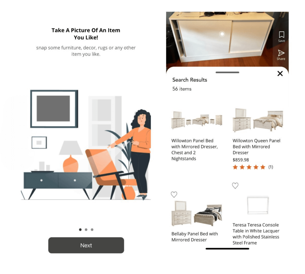 Ashley furniture visual search results