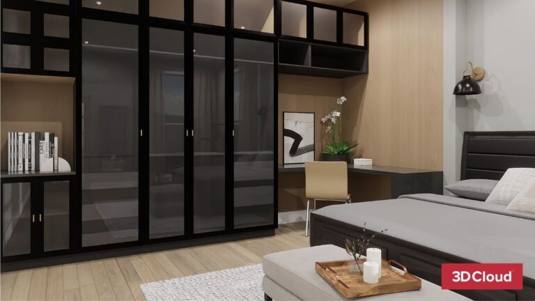 Bedroom Rendering with Wardrobe Bedroom Rendering with Wardrobe