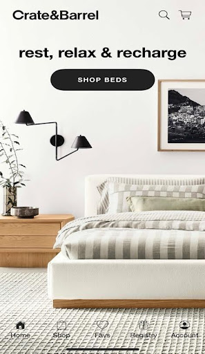 Crate and Barrel home screen