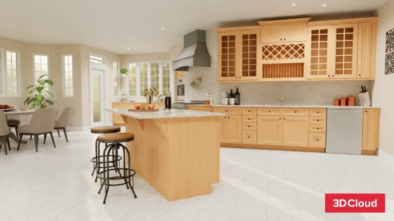 Photorealistic Rendering of Kitchen Design Layout Photorealistic Rendering of Kitchen Design Layout