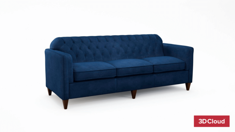 Product Rendering of Blue Teal Sofa