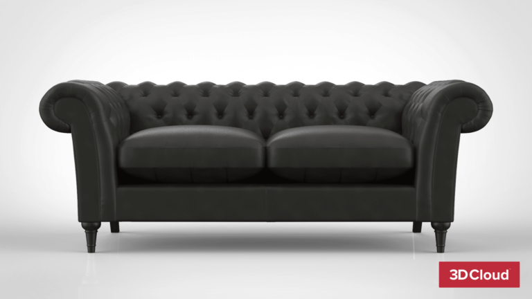 Product Rendering of a black leather couch
