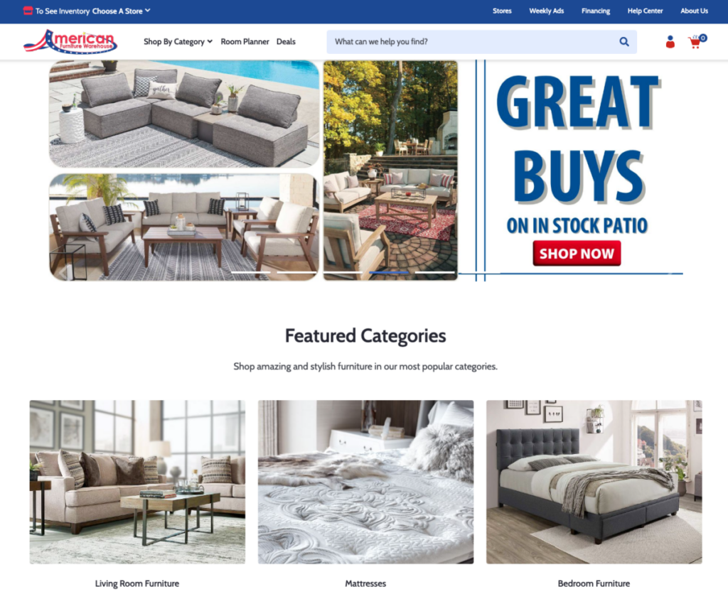 American Furniture Warehouse home page