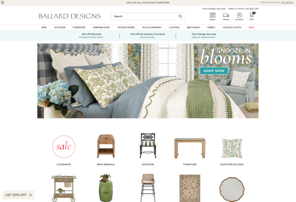 Ballard Designs furniture website