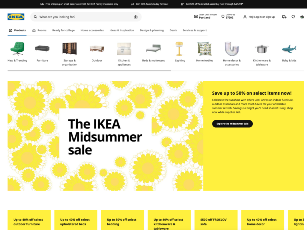 Ikea home page