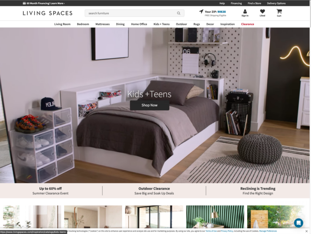 Living Spaces website