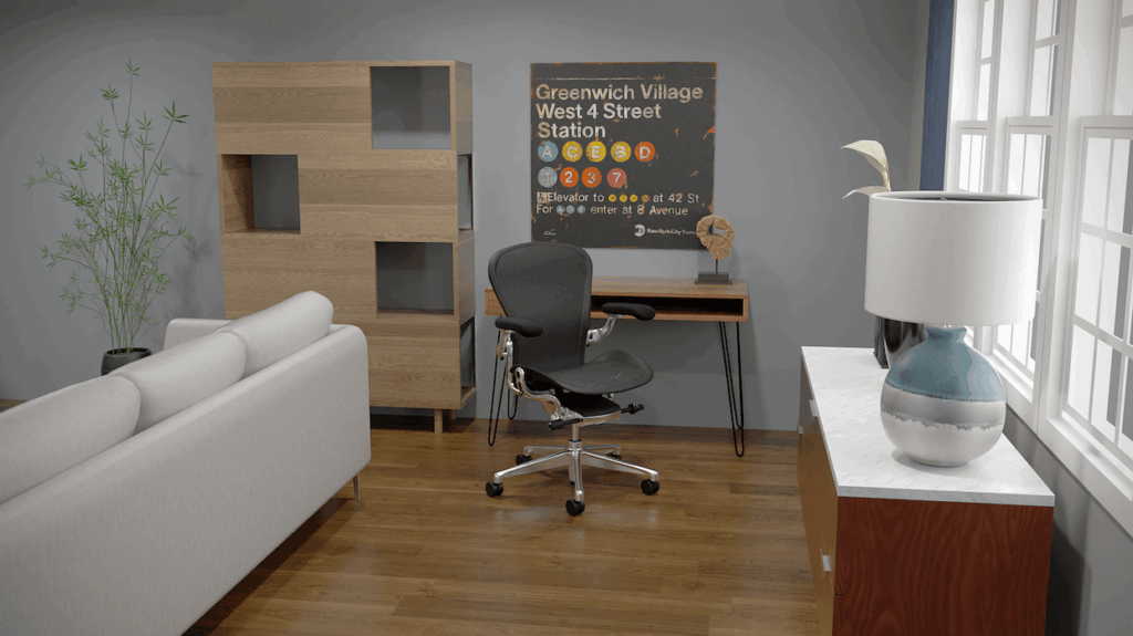 Lifestyle office furniture rendering