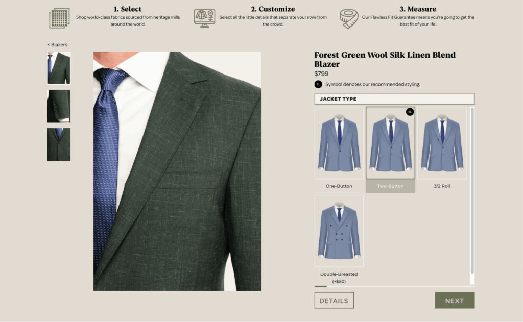 Black Lapel Product Configurator