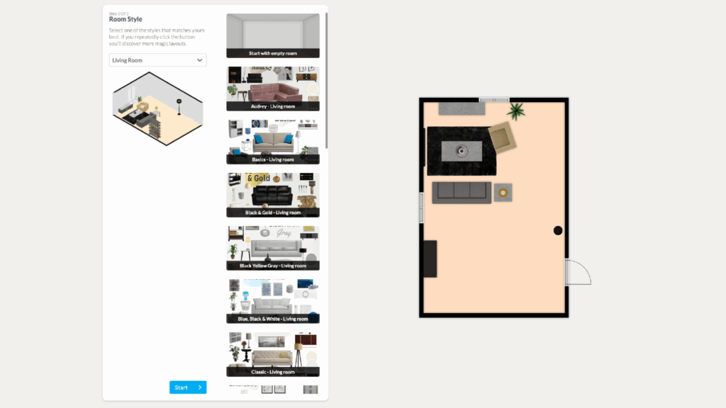 Floorplanner 3D room wizard