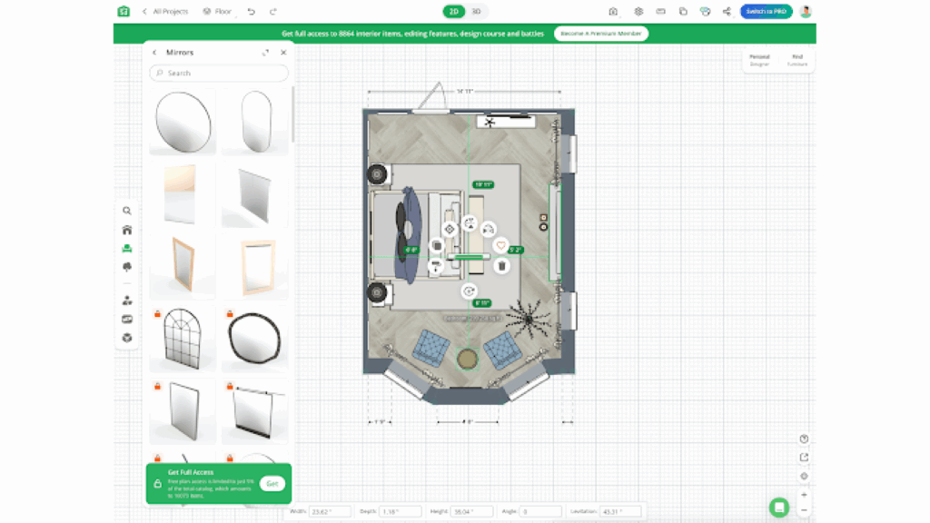 Planner 5D room design tools