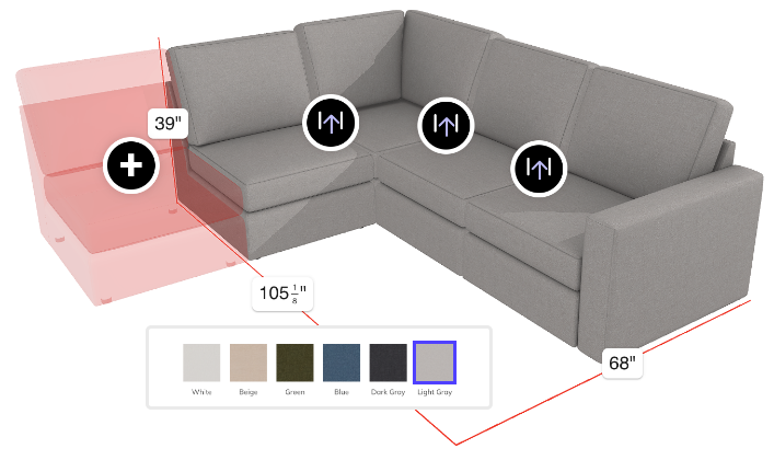 3D Cloud Sectional Configurator for Modular Sofas