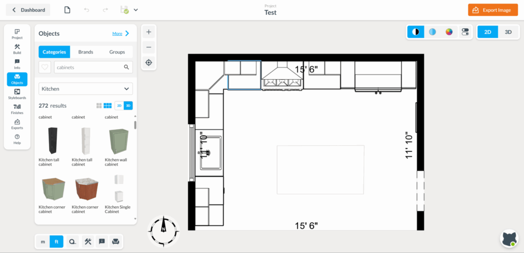 3D Floorplanner browsing cabinetry