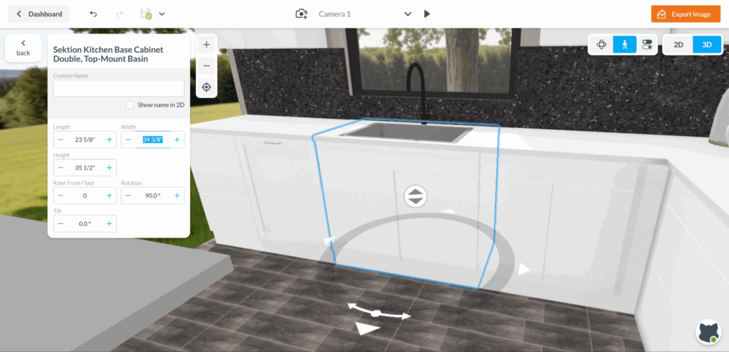 3D Floorplanner customizing cabinets