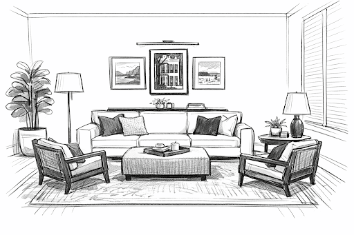 Copilot AI reimagined living room sketch