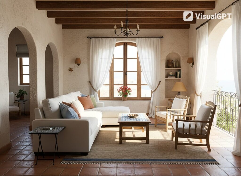 VisualGPT mediterranean living room plan