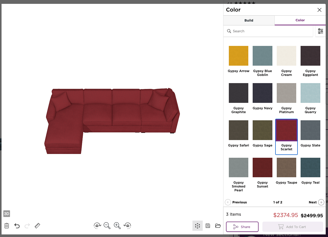 Raymour & Flanigan view in room AR feature
