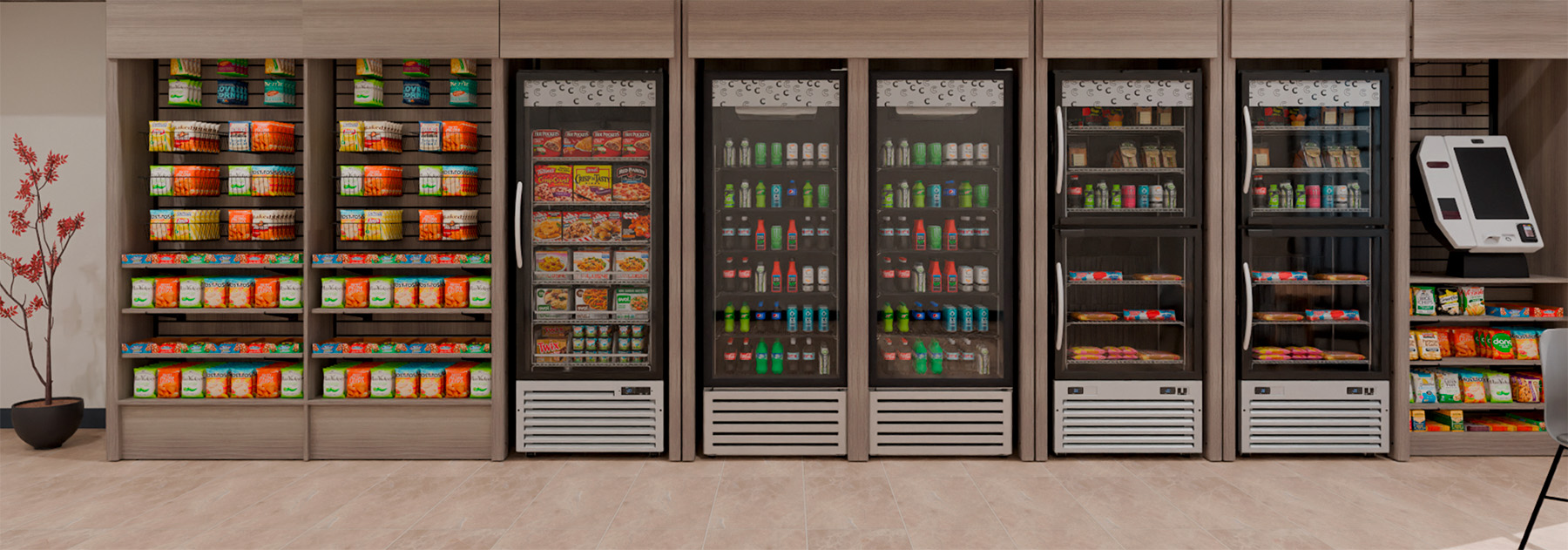 Leading Food Service 3D rendering of snack wall Leading Food Service 3D rendering of snack wall